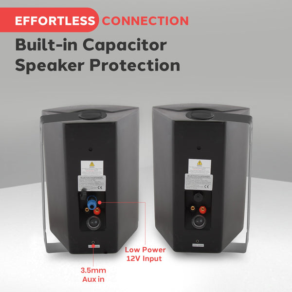 Pyle Bluetooth Speakers, Waterproof Wall-Mounted Speaker System, Indoor/Outdoor, Wireless & Passive, Heavy-Duty Weatherproof Design, Stereo Sound, for Patio, Pool, Deck, Home & Business