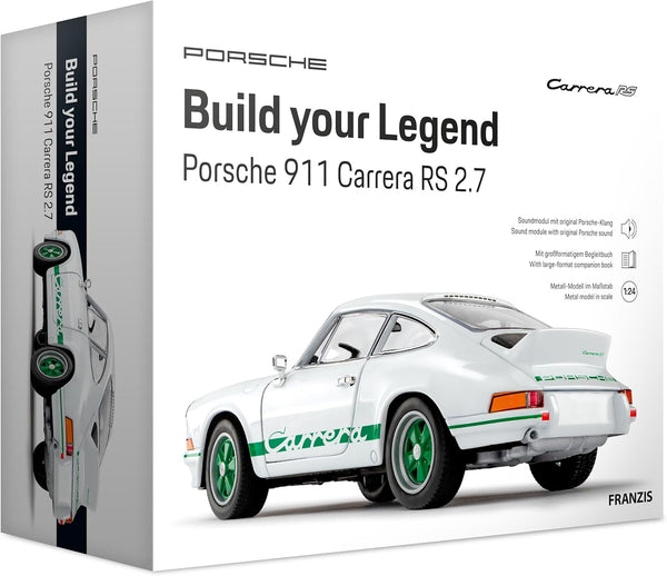 FRANZIS 67267 Porsche 911 Carrera RS 2.7 Build Your Legend Detailed Model Kit Including Sound Module, LED Lighting, Accompaniment Book