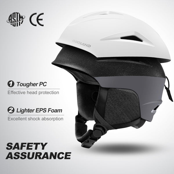 Odoland Snow Ski Helmet with Goggles Set - Adjustable Sport Helmet with Protective Glasses for Men and Women- Windproof Adult and Youth Skiing Gear