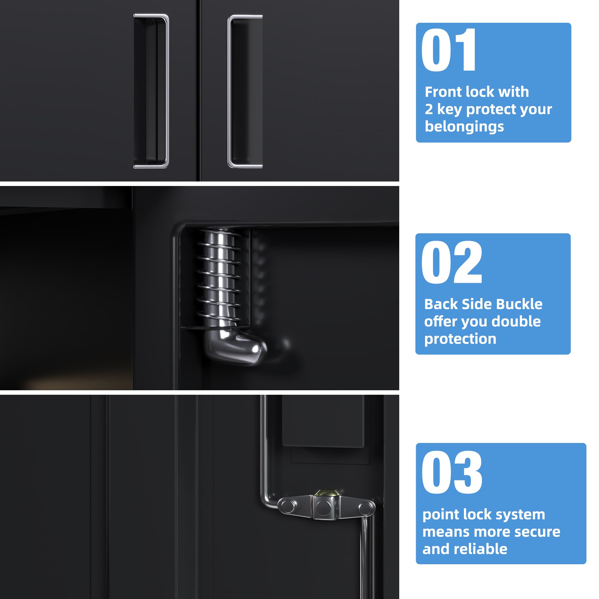 Metal Storage Cabinet with 2 Door and 3 Adjustable Shelves,140X80x40CM Steel Cabinet for Warehouse,Garage,Home,Office,Easy Assemble Required(Black/White)