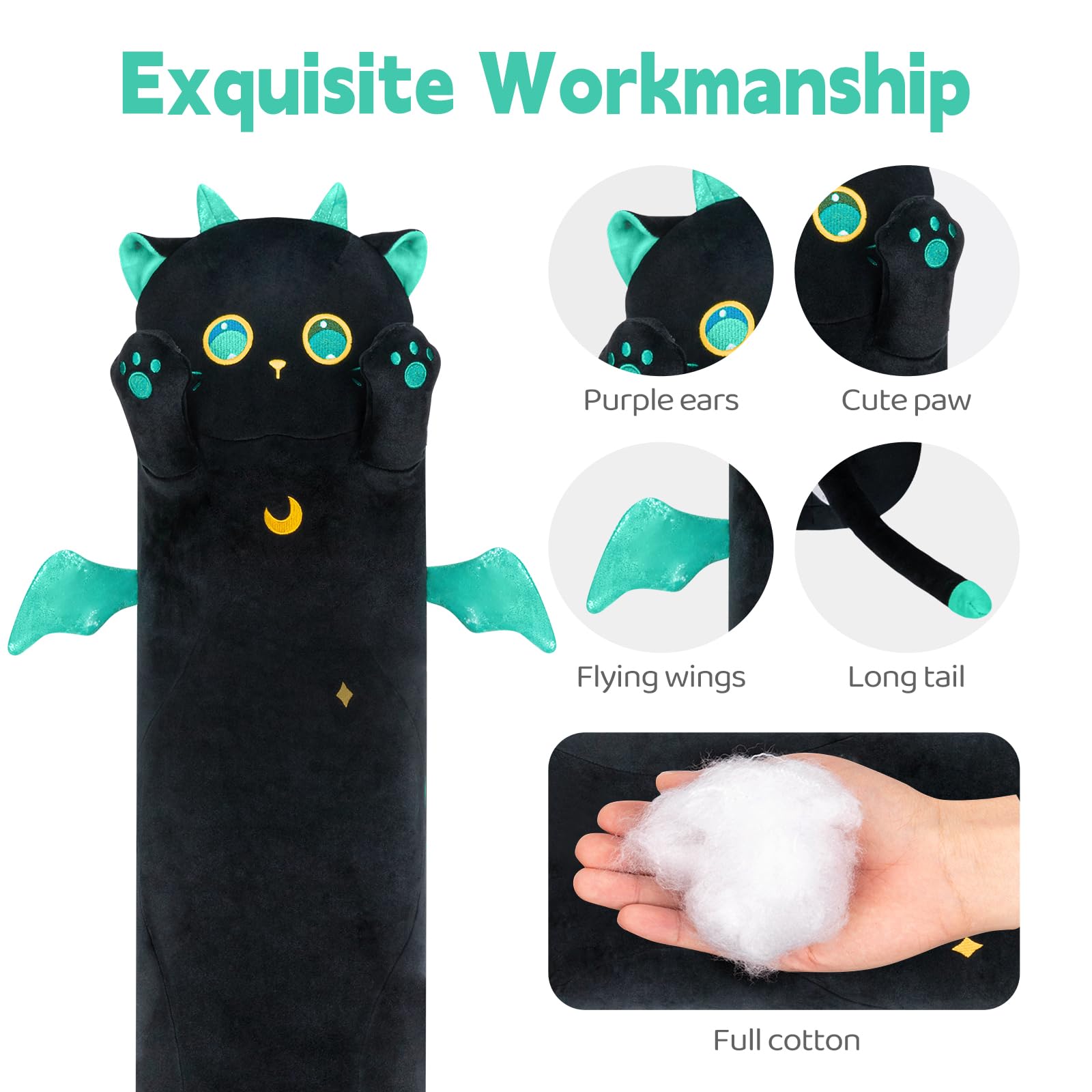 Mewaii 36in Long Cat Plush Pillows Stuffed Animals Squishy Pillows - Plushie Cute Kitty Sleeping Hugging Plush Pillow Soft Toys for Kids(Orange)