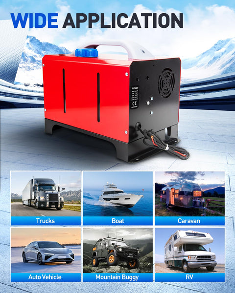 ShockFlo 12V 5KW Diesel Air Heater, All in One Parking Heater Kit with Remote Control, Silencer and LCD Display, Fast Heating, for RV Truck, Motorhomes, Boat, Bus, Car Trailer, Caravans