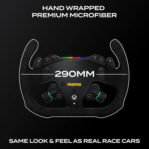 MOMO Motorsport Pro SIM Racing Wheel - 290mm Premium Microfiber Grip, Compatible with Logitech G RS Hub, Racing Simulator Accessory for Xbox Series X/S PS4 PS5 PC, Professional Grade Italian Design