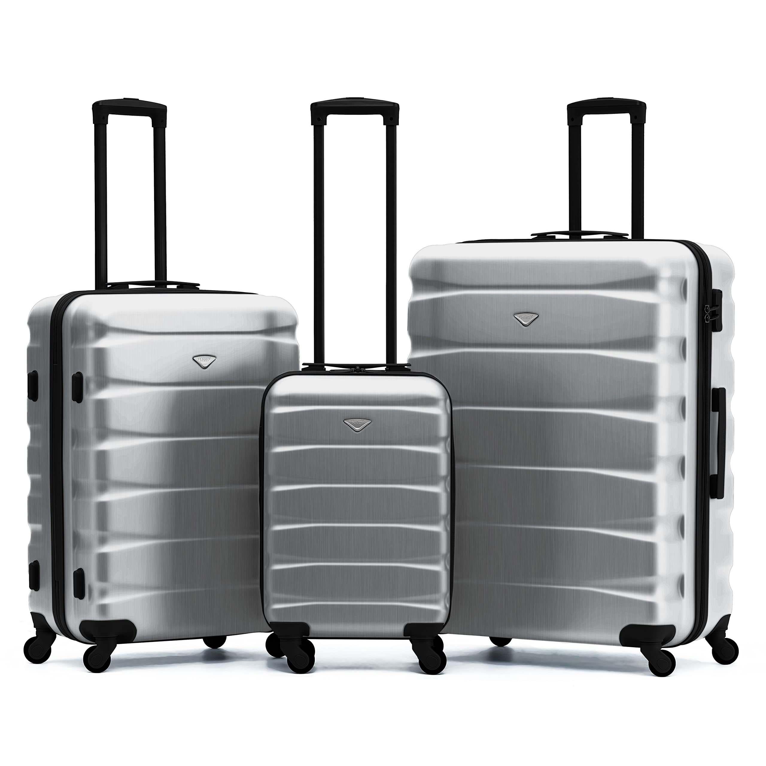 Flight Knight Set of 3 Lightweight 4 Wheel ABS Hard Case Suitcases Cabin & Hold Luggage Options Approved for Over 100 Airlines Including easyJet, British Airways, Ryanair, Jet2 & Many More