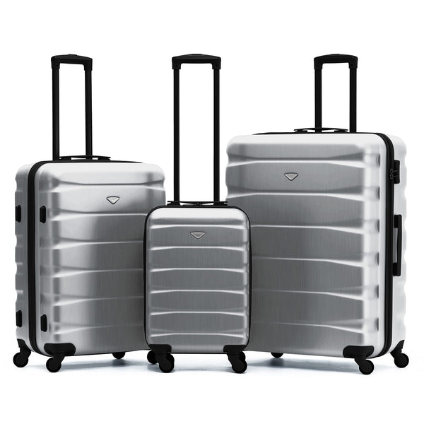 Flight Knight Set of 3 Lightweight 4 Wheel ABS Hard Case Suitcases Cabin & Hold Luggage Options Approved for Over 100 Airlines Including easyJet, British Airways, Ryanair, Jet2 & Many More
