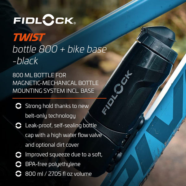 Fidlock Twist Bottle Set 800 + Bike Base Black