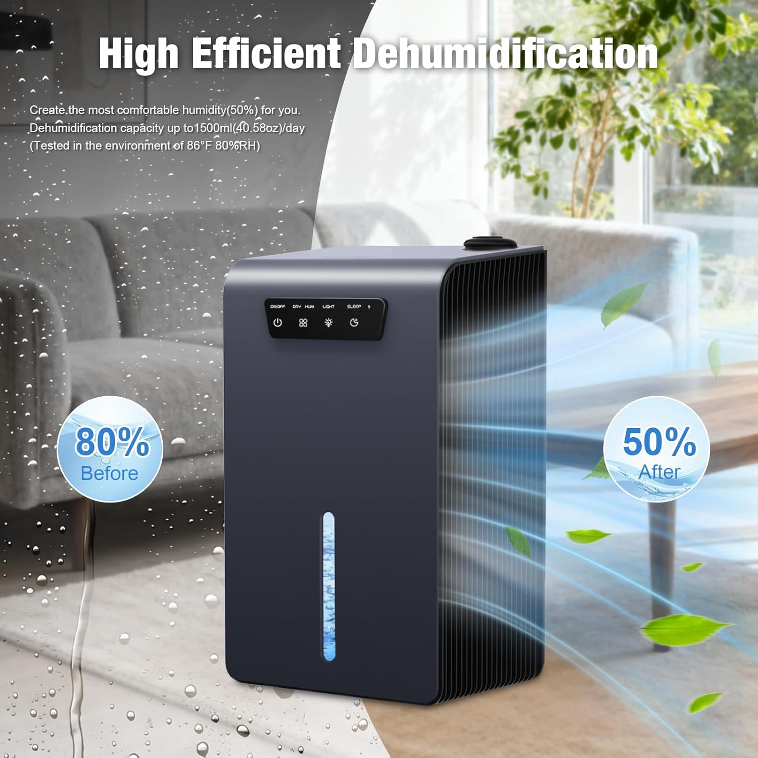 Portable Dehumidifiers for Home with Large 3200ml Water Tank, Ultra Quiet Electric Dehumidifier with Auto Shut-Off, Auto Defrost, Energy-Saving Design, Ideal for Bedroom, Bathroom, Basement & Garage