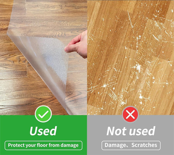 SHAREWIN Office Chair Mat for Hard Wood Floors, 150x120 cm Heavy Duty Anti-Slip Hardwood Floor Protector Rug, Easy Clean