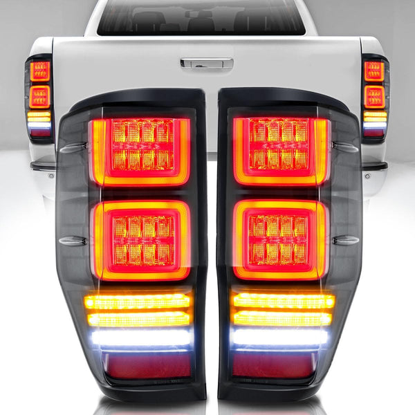 VLAND LED Tail Lights for Ranger T6 T7 T8 XL XLT Wildtrak 2012-2018 Rear Lights Lamp Assembly with Sequential Indicator (12-18 Somked)
