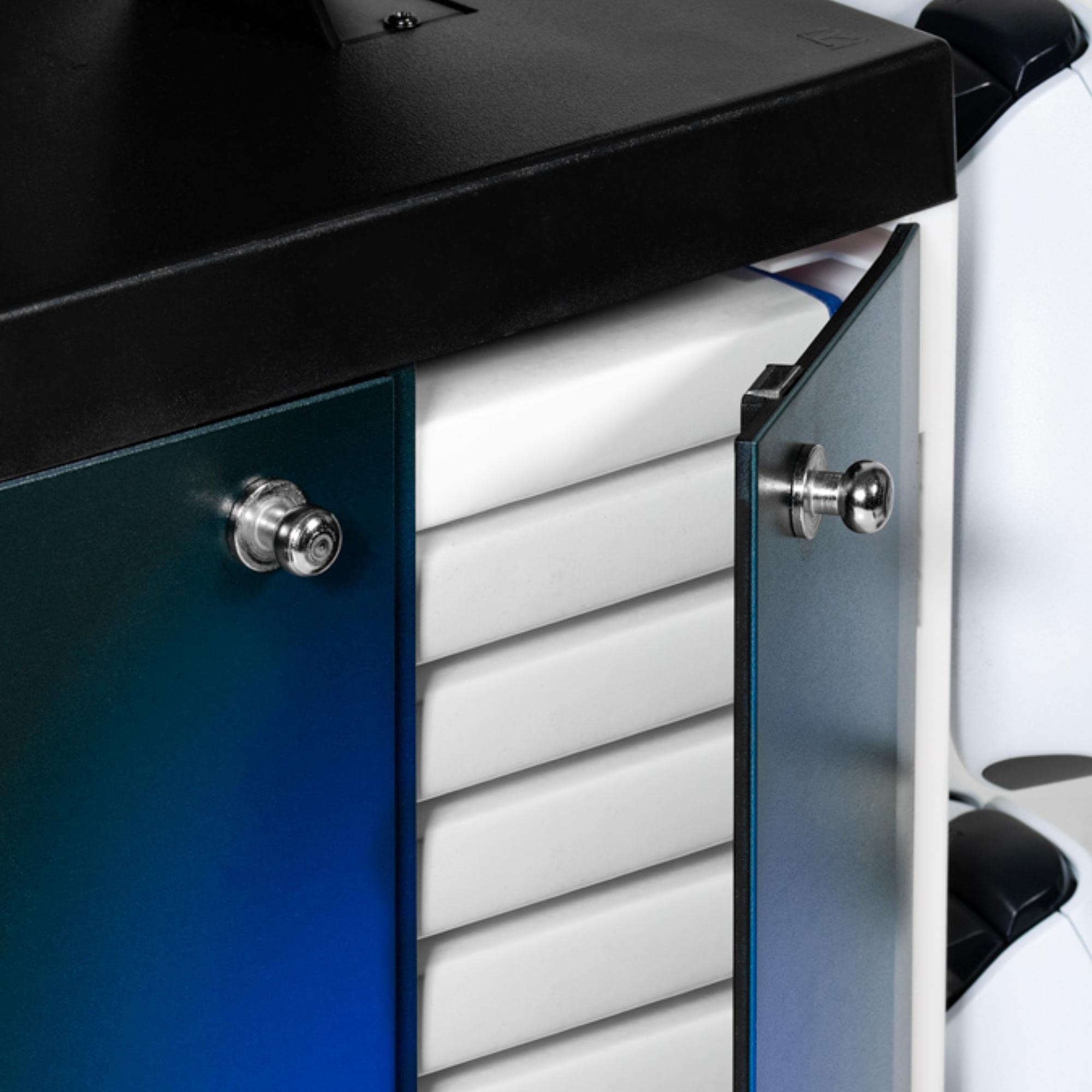 Numskull Official PS5-Inspired Gaming Accessory Locker & Storage Stand – Holds 10 Games/DVDs, 4 Controllers, Headset, and Accessories – Durable & Compact Organizer – Official PS5-Inspired Merchandise