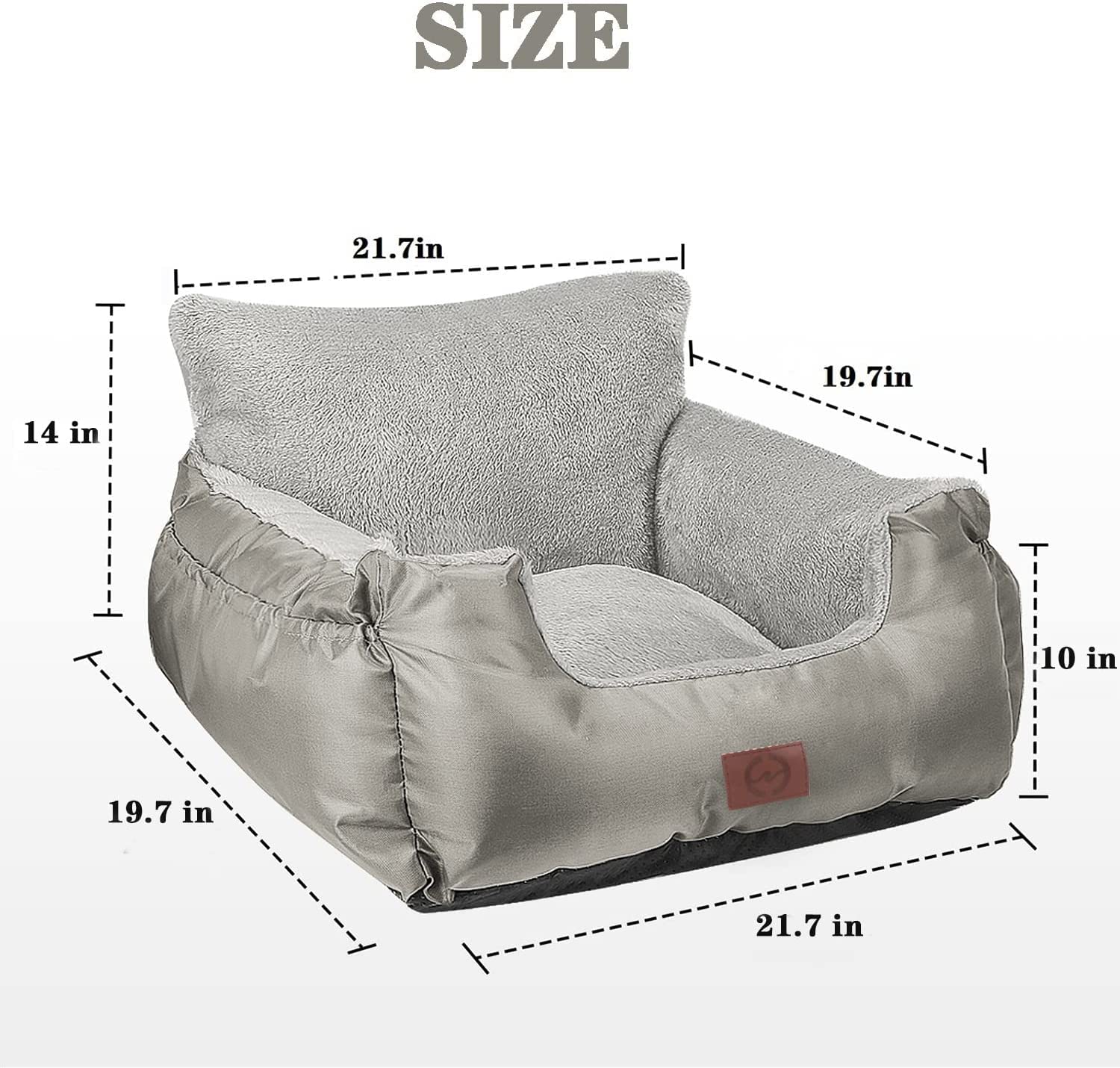 GoFirst Dog Car Seat for Small Dogs or Cats, Pet Booster Seat Travel Car Bed with Storage Pocket and Clip-On Safety Leash, Waterproof Warm Plush Dog Car Safety Seats,Black