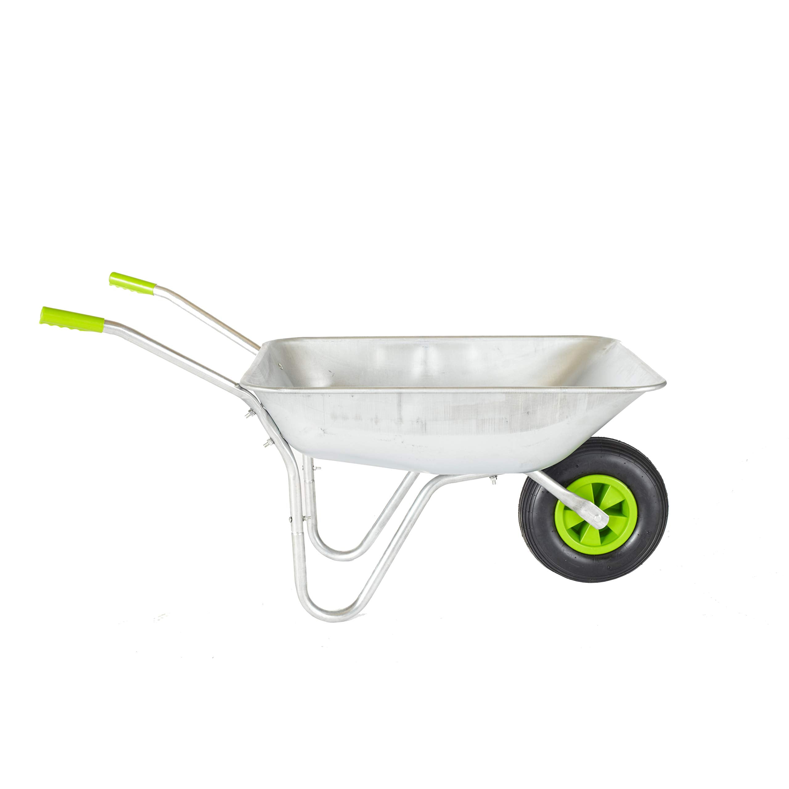 Neo Wheelbarrow Home Garden Cart Galvanised with Pneumatic Tyre (65L), Silver