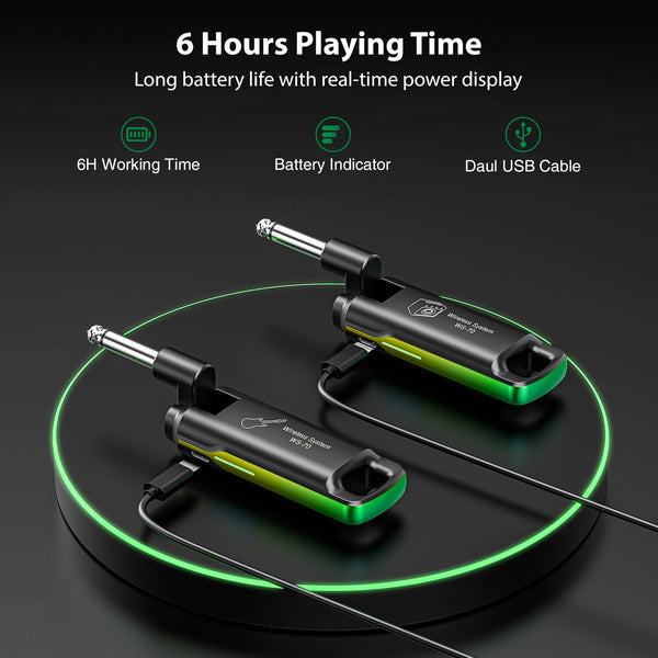 Wireless Guitar System,LEKATO Wireless Guitar Transmitter Receiver with 70 Channels,<3ms Low Latency Rechargeable Digital Audio Guitar Cable Cordless Bass Jack Lead for Electric Guitars,Bass,KeyBoard