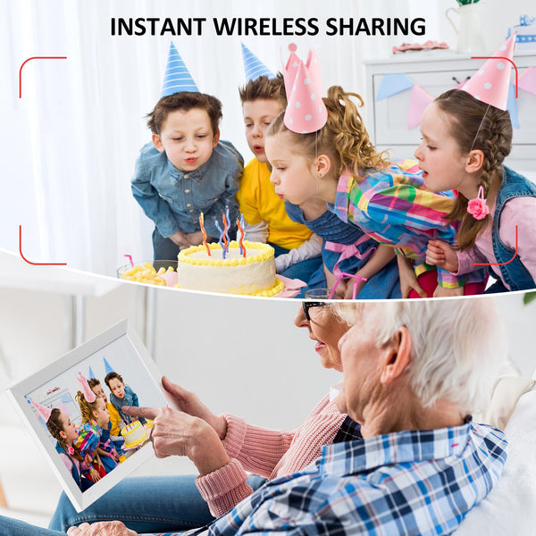 10.1 Inch WiFi Digital Photo Frame Built in 32GB Memory, 1280x800 IPS LCD Touchscreen, Auto-Rotate and Audio, Quick and Easy Share Photos or Videos via the Frameo App, the Best Choice for Gifting