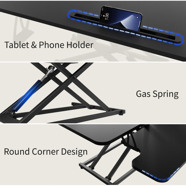 ERGOMAKER Standing Desk Converter, 36"/91cm Wide Height Adjustable Quick Sit to Stand Up Desk Riser for Dual Monitor