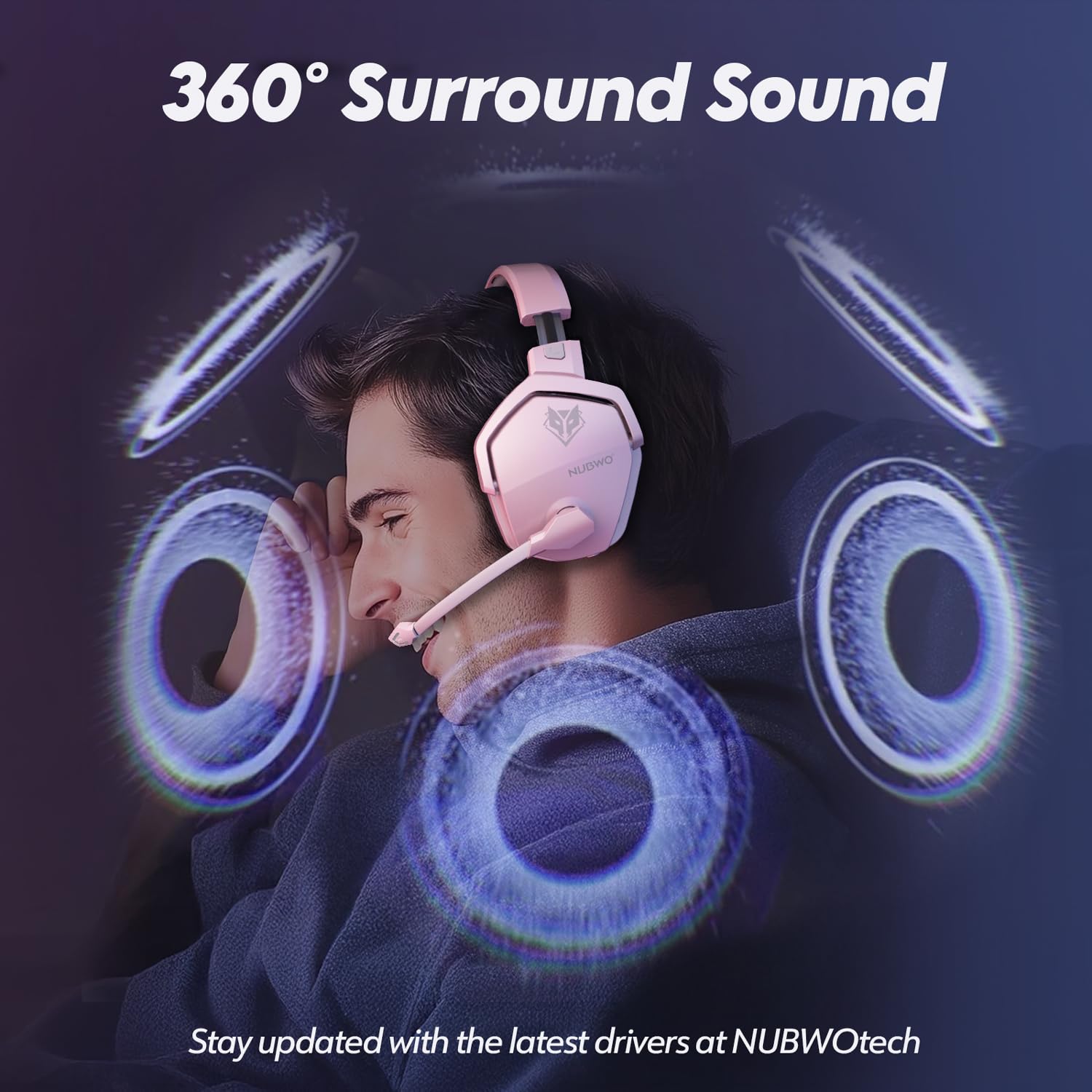 NUBWO G06 Pro Wireless Gaming Headset with Charging Station for Headset & PS5 Controller, 17ms Low Latency, 120H Battery Life, Dynamic 50mm Drivers-White (Only Compatible with PS5)