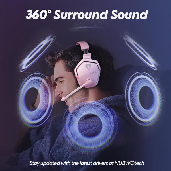 NUBWO G06 Pro Wireless Gaming Headset with Charging Station for Headset & PS5 Controller, 17ms Low Latency, 120H Battery Life, Dynamic 50mm Drivers-White (Only Compatible with PS5)