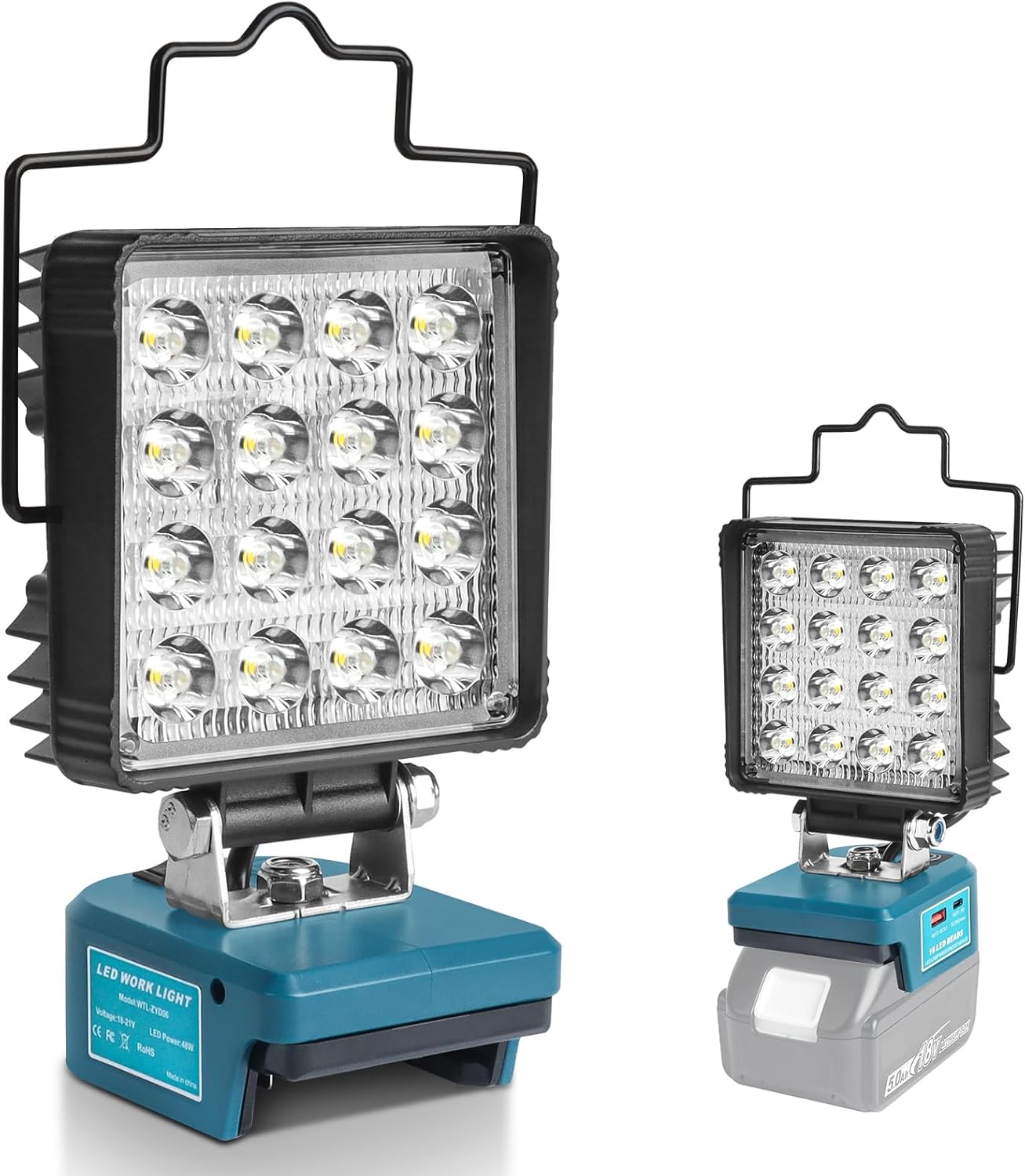 QUPERR Handheld Floodlight for Makita 18V Battery, 48W 4800LM Cordless LED Work Light,Contains USB & Type-C Fast Charge, Ideal for Outdoor Scenes Worplace Illuminatione(Without Battery)