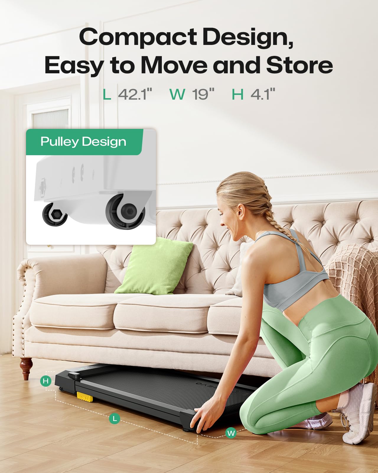 UREVO Smart Walking Pad, Compact Under Desk Treadmill with Double Shock Absorption, Quiet Operation, Workout APP with Track Insights and MIIT Mode, Plug and Play, Remote or APP Control for Home Office