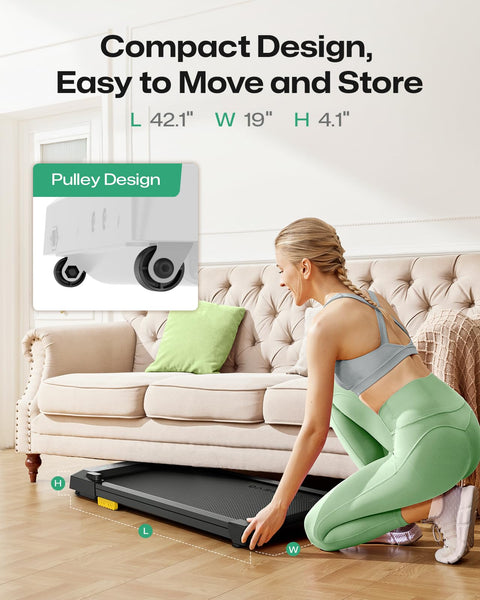 UREVO Smart Walking Pad, Compact Under Desk Treadmill with Double Shock Absorption, Quiet Operation, Workout APP with Track Insights and MIIT Mode, Plug and Play, Remote or APP Control for Home Office