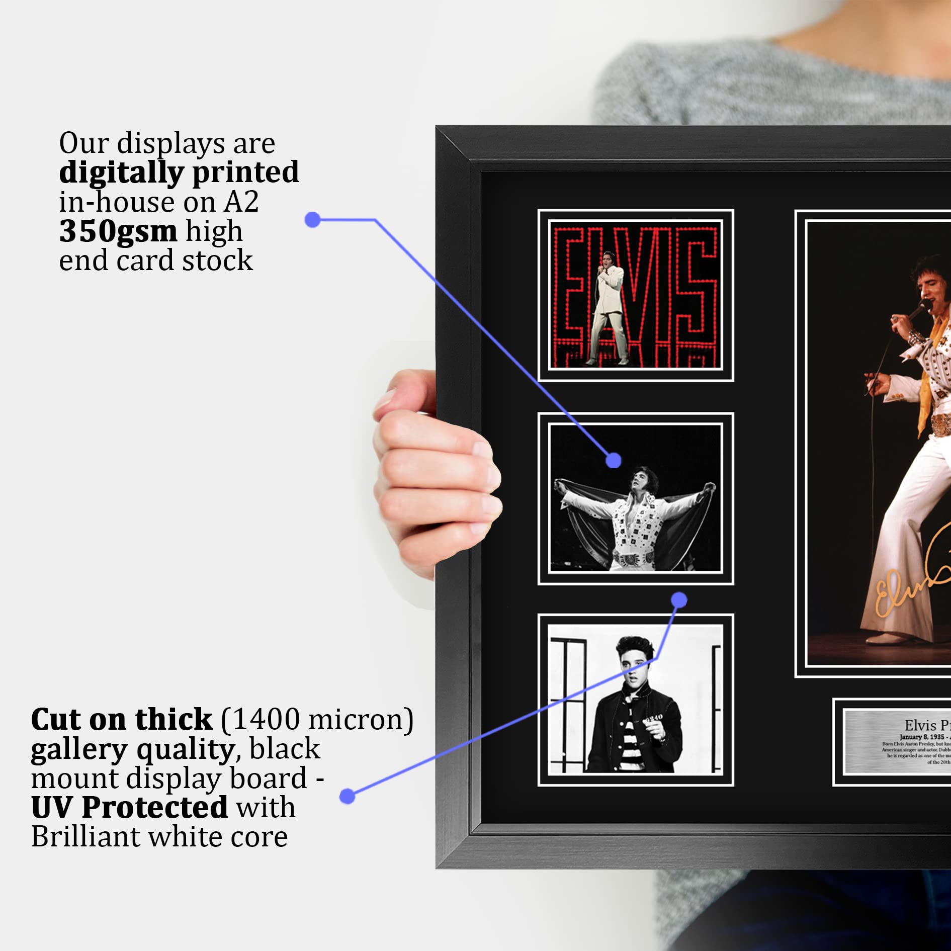 HWC Trading FR A2 Elvis Presley Gifts Deluxe Printed Signed Autograph Picture for The King of Rock and Roll - A2 Framed