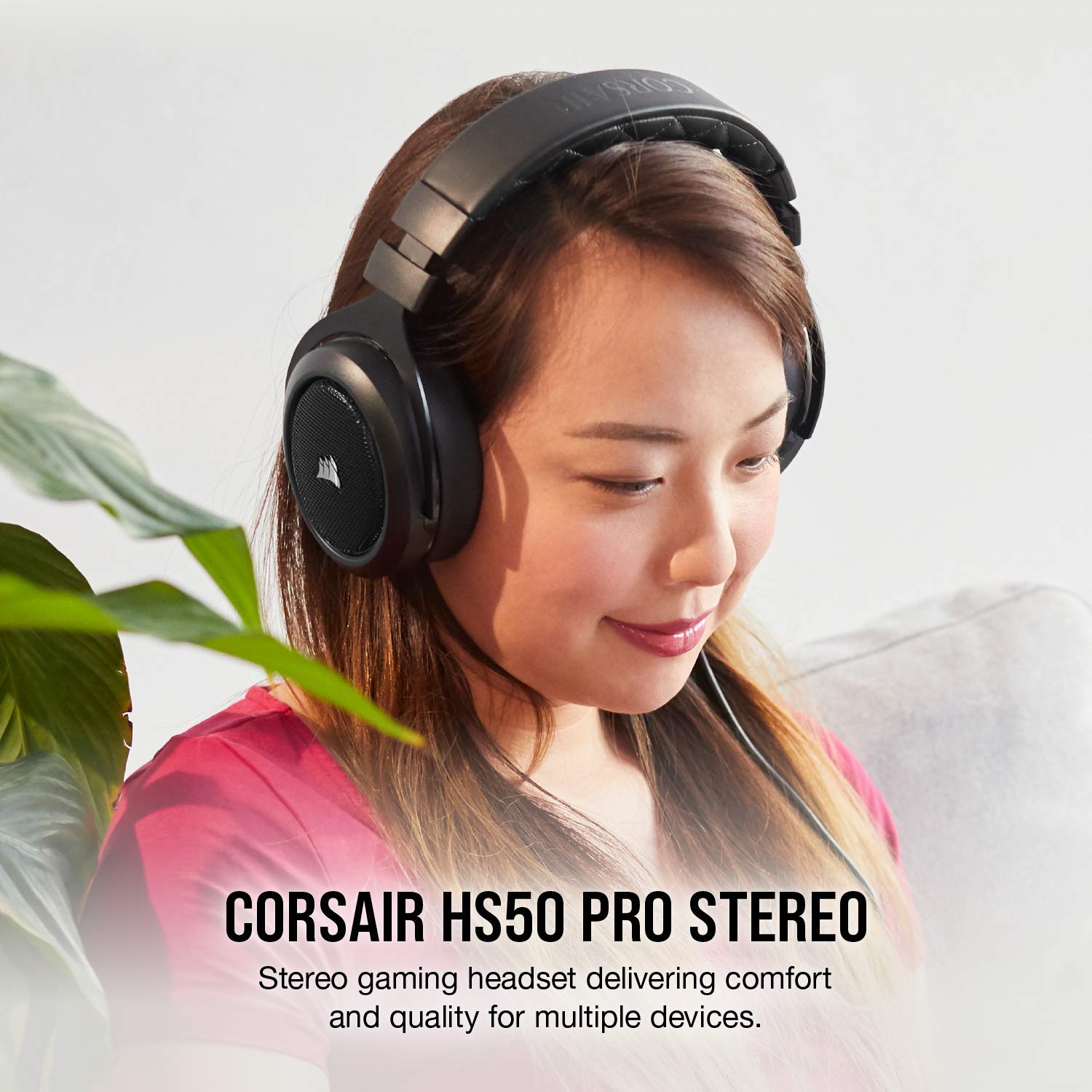 CORSAIR HS55 SURROUND Lightweight Multiplatform Wired Gaming Headset – Dolby 7.1 Surround Sound – iCUE Compatible – PC, Mac, PS5, PS4, Xbox, Nintendo Switch, Mobile – Carbon