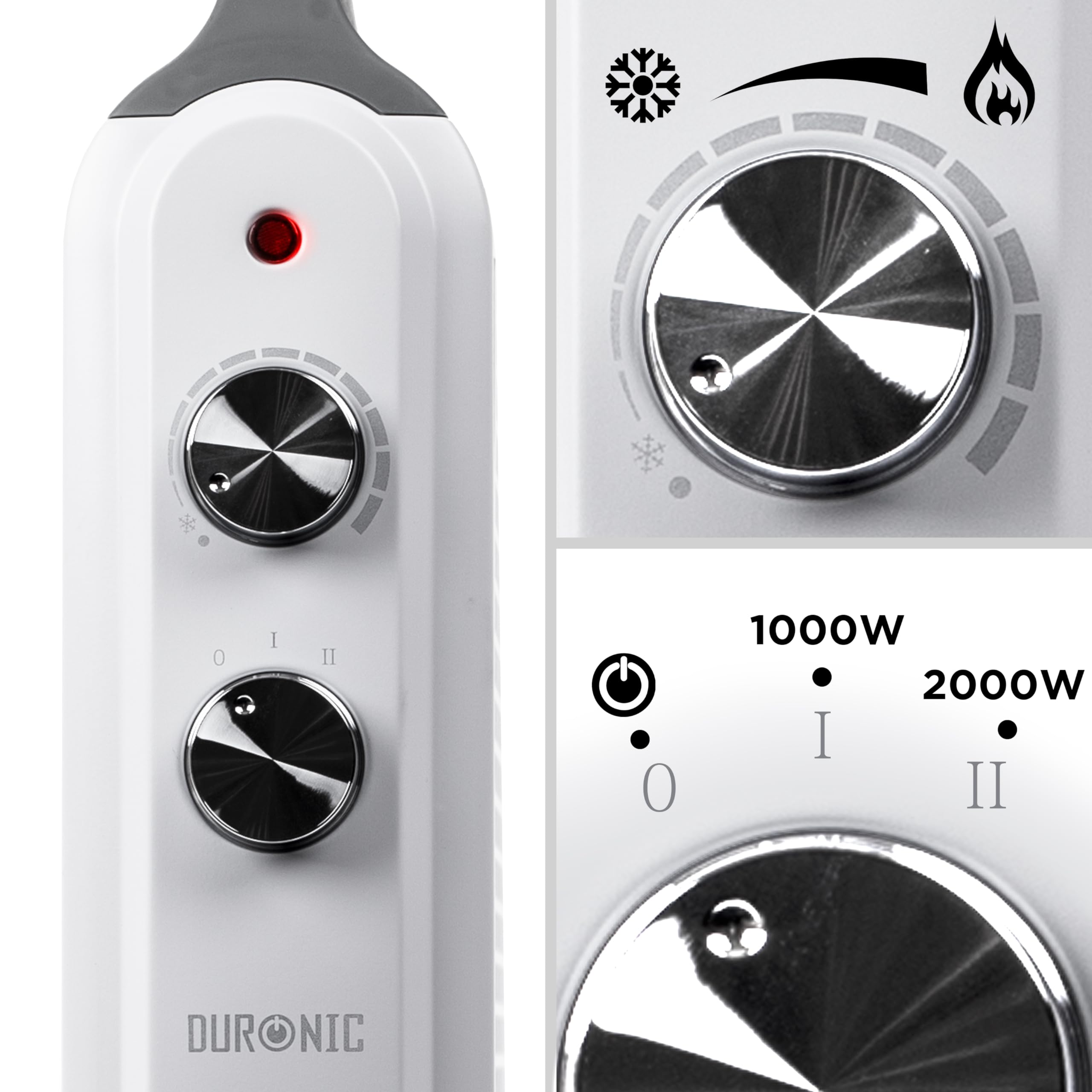 Duronic Electric Heater HV180 WE 2000W Oil Free Radiator Convection Heater Free Standing Radiator Mica Panel Heaters Portable Radiators with Micathermic Panels Convector for Home, Bedroom, Office