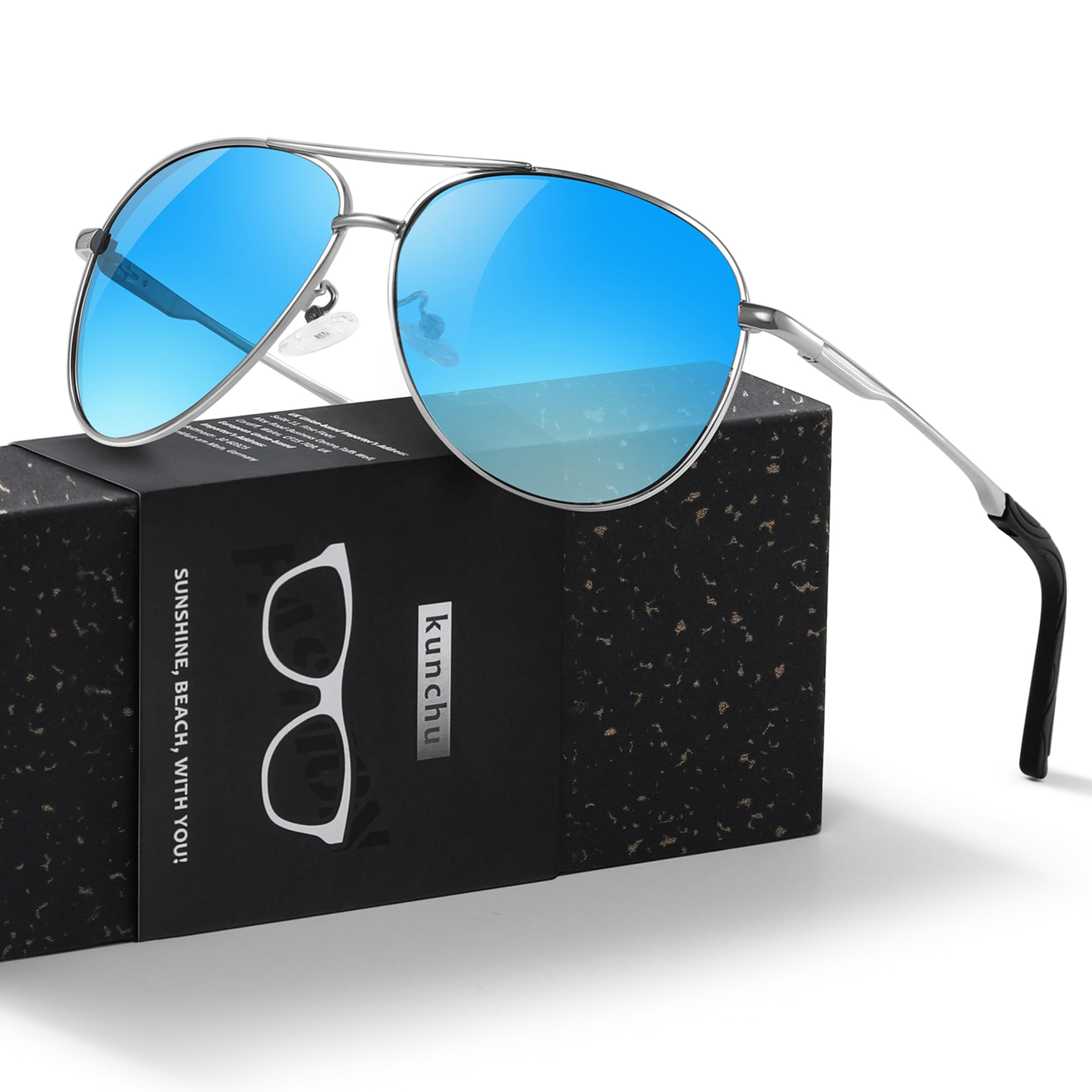 Pilot Men's Polarized Sunglasses - Unisex UV400 Protection Black Sunglasses for Driving, Fishing, Running - Classic Ultra Light Shades