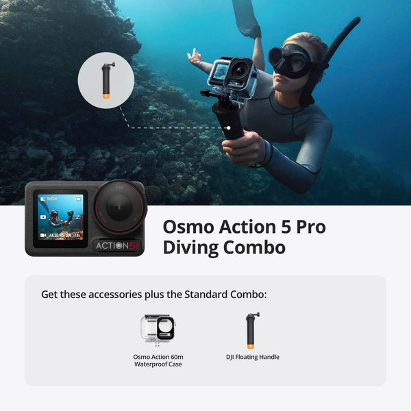DJI Osmo Action 5 Pro Standard Combo, Waterproof Camera With 1/1.3" Sensor, 4K/120fps Video, Subject Tracking, Stabilization, Dual OLED Touchscreens, Action Camera 4K Ideal for Sports, Vlog