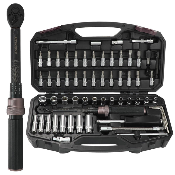 Torque Wrench 1/4 Bike Torque Wrench 1-25nm Torque Wrench Set 63ps with 100mm Extension bar and Socket