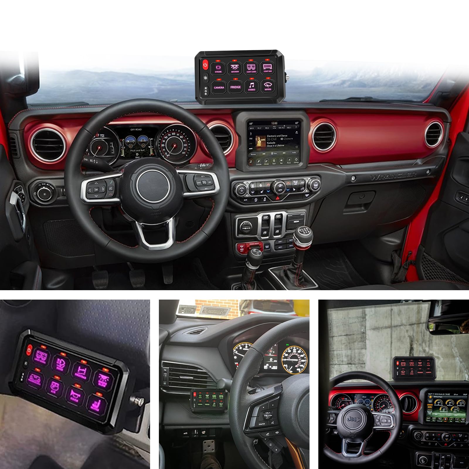 Chelhead 12V/24V Switch Control Panel RGB 6 Gang Dimmable Multi-Function Programmable Switch Panel Acc Battery Control Waterproof, Compatible with Truck Boat SUV RV Trailer Marine ATV UTV