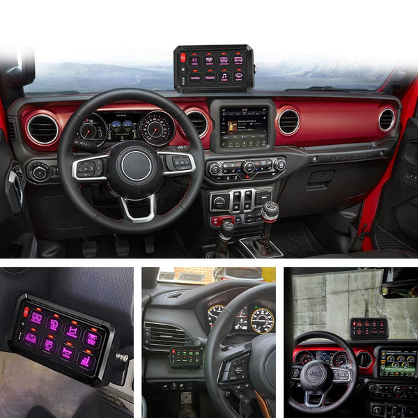 Chelhead 12V/24V Switch Control Panel RGB 6 Gang Dimmable Multi-Function Programmable Switch Panel Acc Battery Control Waterproof, Compatible with Truck Boat SUV RV Trailer Marine ATV UTV