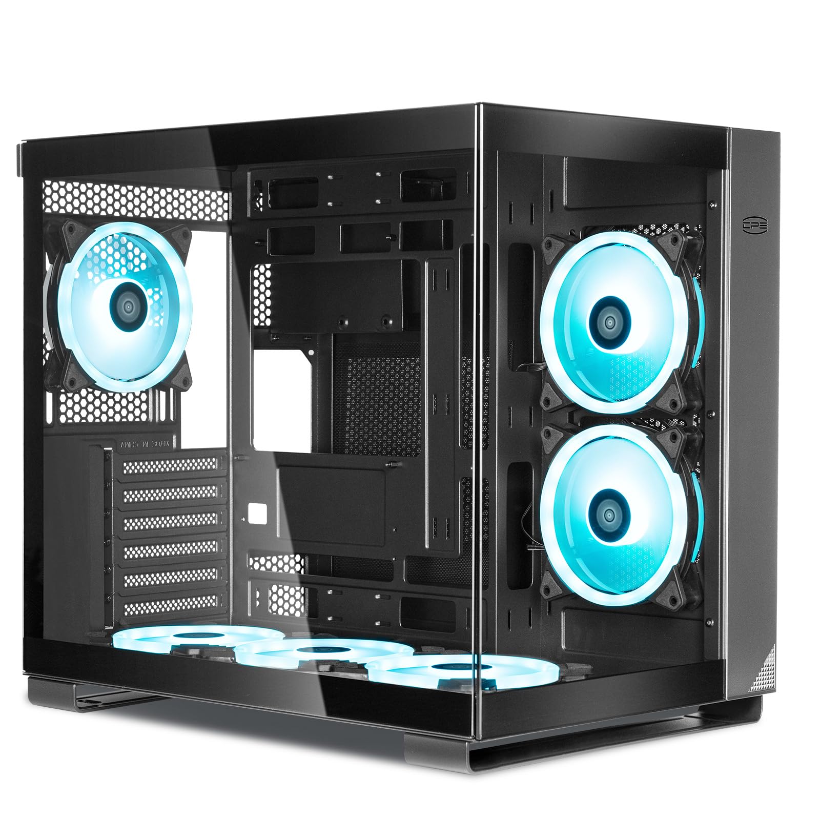 PCCOOLER CPS C3T500 AIRFLOW Mid-Tower ATX/M-ATX/ITX Case, Pre-installed 6 120mm PWM ARGB Fans,Column-Free Design,270° Full View Tempered Glass,360MM Radiator&400MM GPU Support,Easy Installation,WH