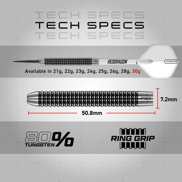 RED DRAGON Pegasus Professional Tungsten Steeltip Darts Set Available in 21, 23, 24, 25, 26, 28, 30 Gram with Flights, Stems (Shafts) and Wallet