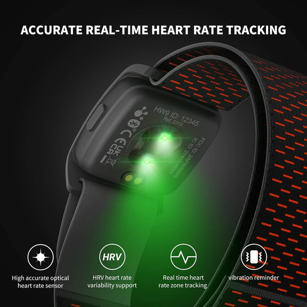 COOSPO HW9 Heart Rate Monitor Armband,ANT+ and Dual Bluetooth5.0 HRM,Optical Heart Rate Monitor with HR Zone,IP67 Waterproof HR Sensor Compatible with Peloton Strava Zwift DDP Yoga