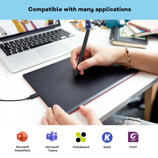 One by Wacom Small – Drawing Tablet with Pen, Stylus Battery-free & Pressure-sensitive, Compatible with Windows & Mac, Perfect Tablet for Drawing, Graphics, Remote Working or Home Schooling, Black