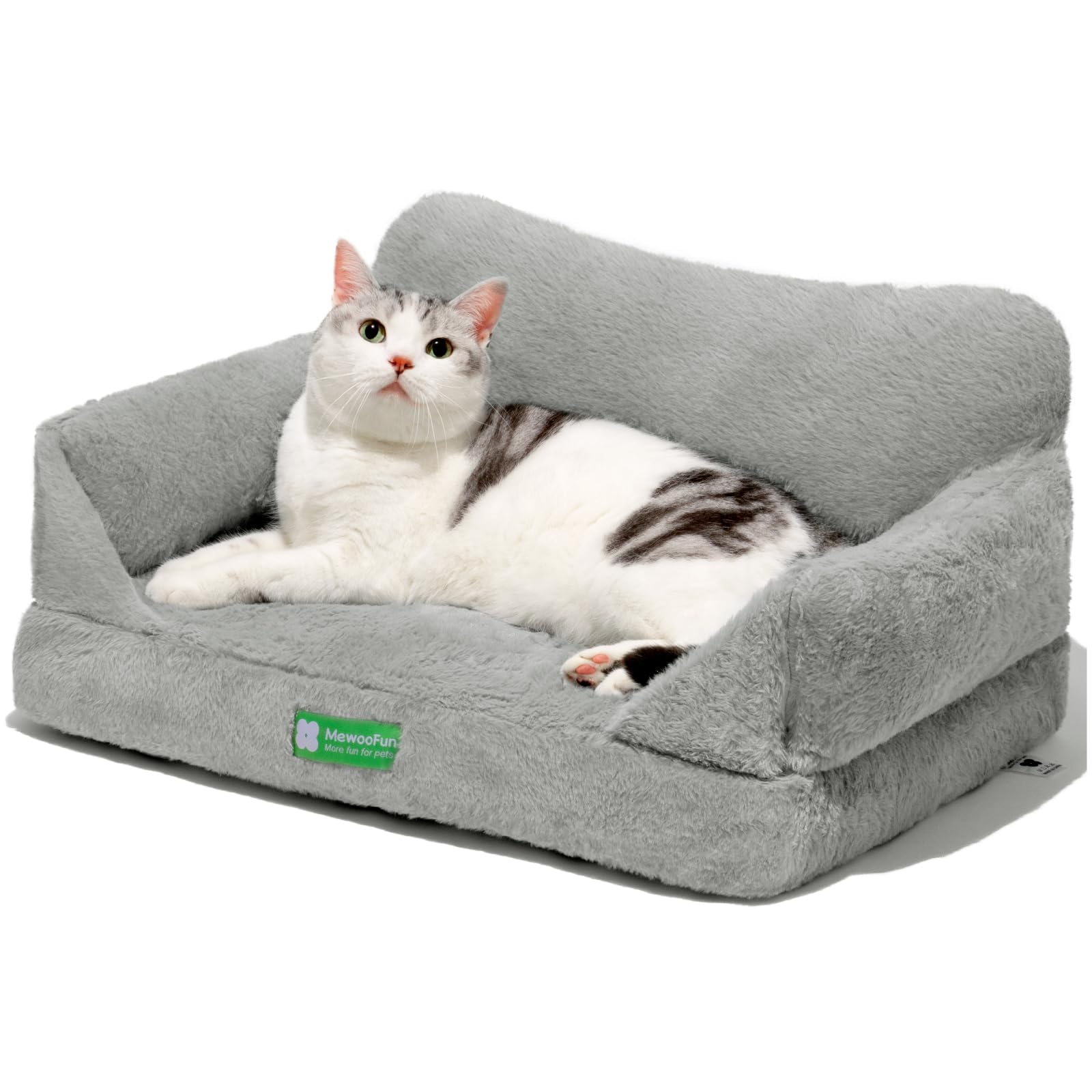 MEWOOFUN Cat Sofa Cat Bed for Indoor Cats, Kitten Bed Pet Sofa with Removable Washable Cover and Non-Slip Bottom for Small Dogs, 55x40cm Grey