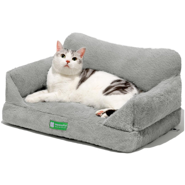 MEWOOFUN Cat Sofa Cat Bed for Indoor Cats, Kitten Bed Pet Sofa with Removable Washable Cover and Non-Slip Bottom for Small Dogs, 55x40cm Grey
