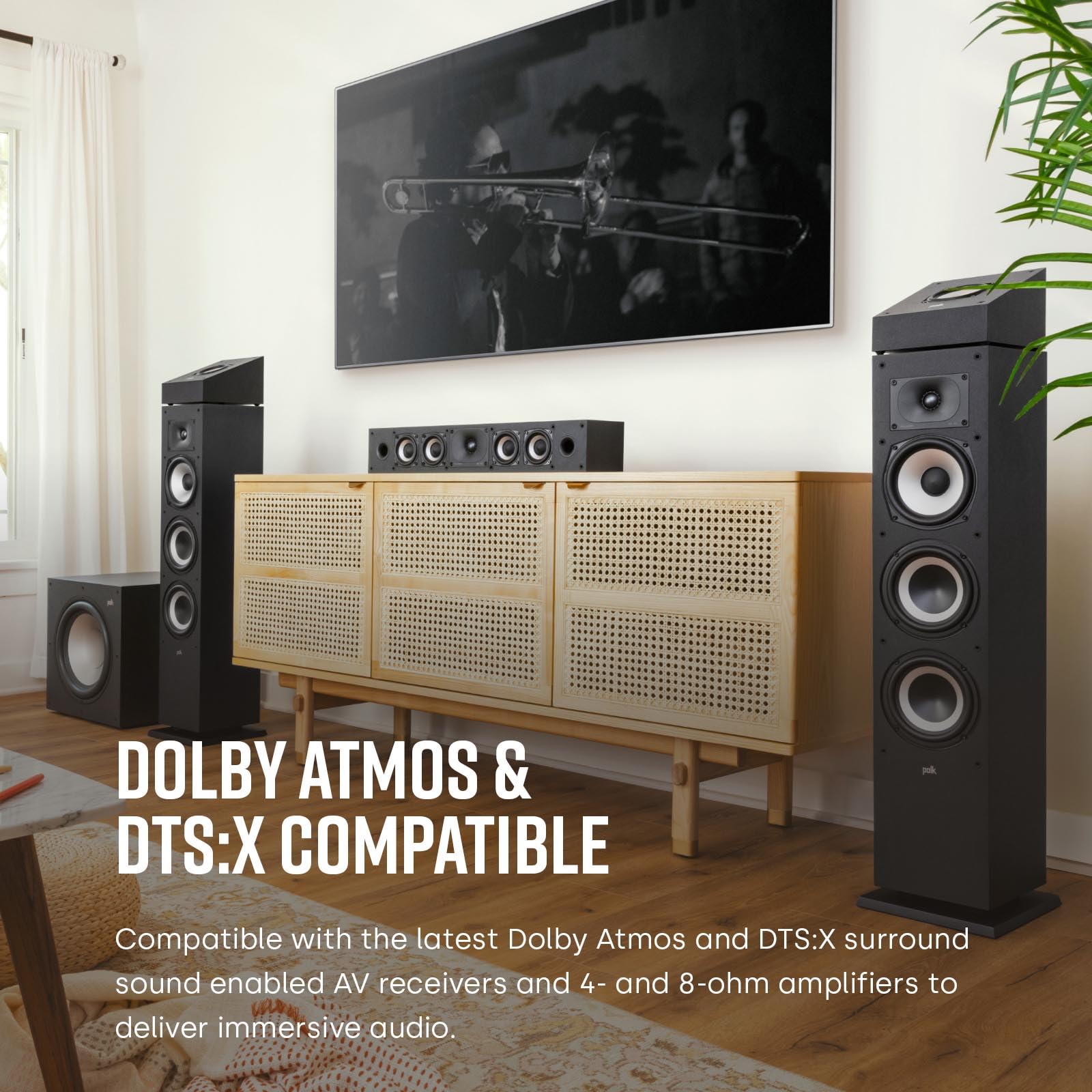 Polk Audio Polk Monitor MXT60 Compact Tower Speaker, HiFi and Home Cinema Speaker, Hi-Res Certified, Dolby Atmos and DTS:X Compatible (1 piece)