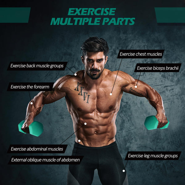 ACTIVE FOREVER Dumbbells 2?5kg, Set of 2, Hex Dumbbells Pair, Neoprene Waterproof Non-slip Dumbells Set (Dark Green)