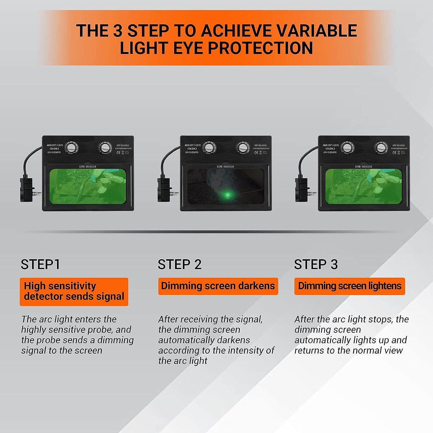 DEKO Welding Helmet Auto Darkening: True Color Solar Powered Auto Darkening Welding Helmets Welder Mask Hood (Skull Design)