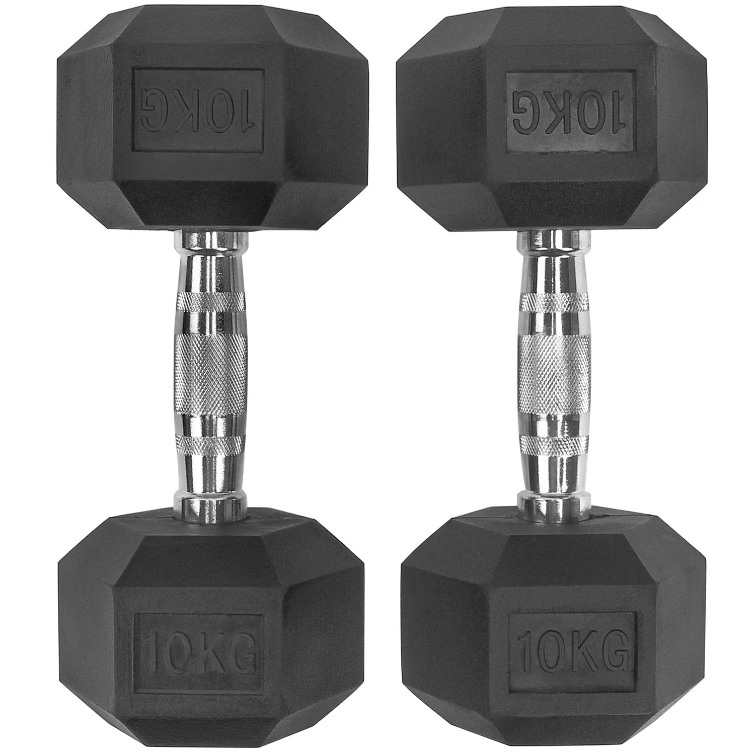 ACTIVE FOREVER Dumbbells Set of 2, Hex Dumbbells Pair, Black Rubber Hex Dumbbell, Household Rubberized Dumbells Set (2?10kg)