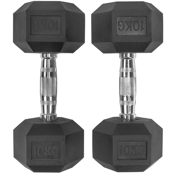 ACTIVE FOREVER Dumbbells Set of 2, Hex Dumbbells Pair, Black Rubber Hex Dumbbell, Household Rubberized Dumbells Set (2?10kg)