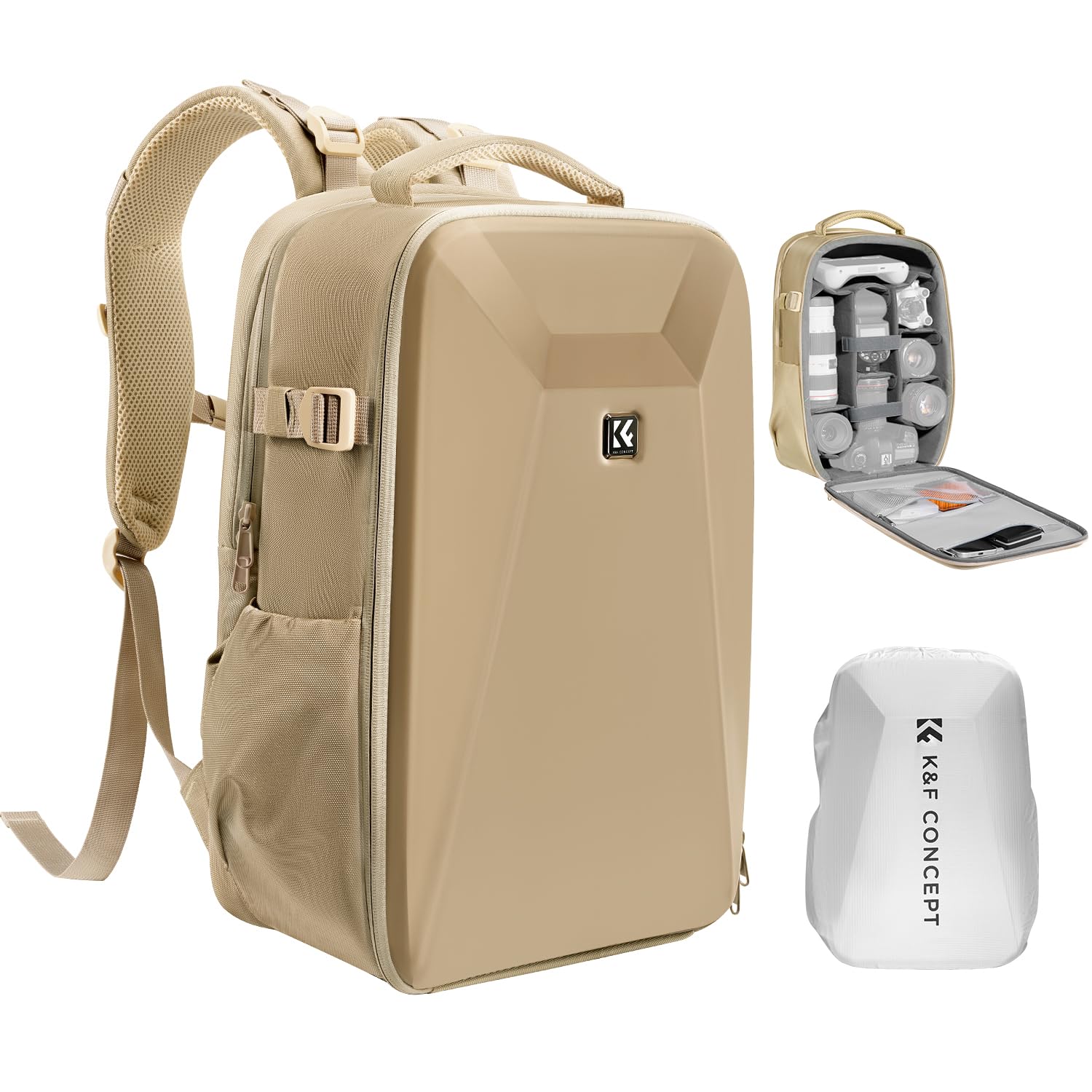 K&F Concept Camera Backpack,Hardshell DSLR Photography Camera Bag with 15-15.6 Inch Laptop Compartment Waterproof Camera Case Compatible for Canon/Nikon/Sony/DJI Mavic Drone