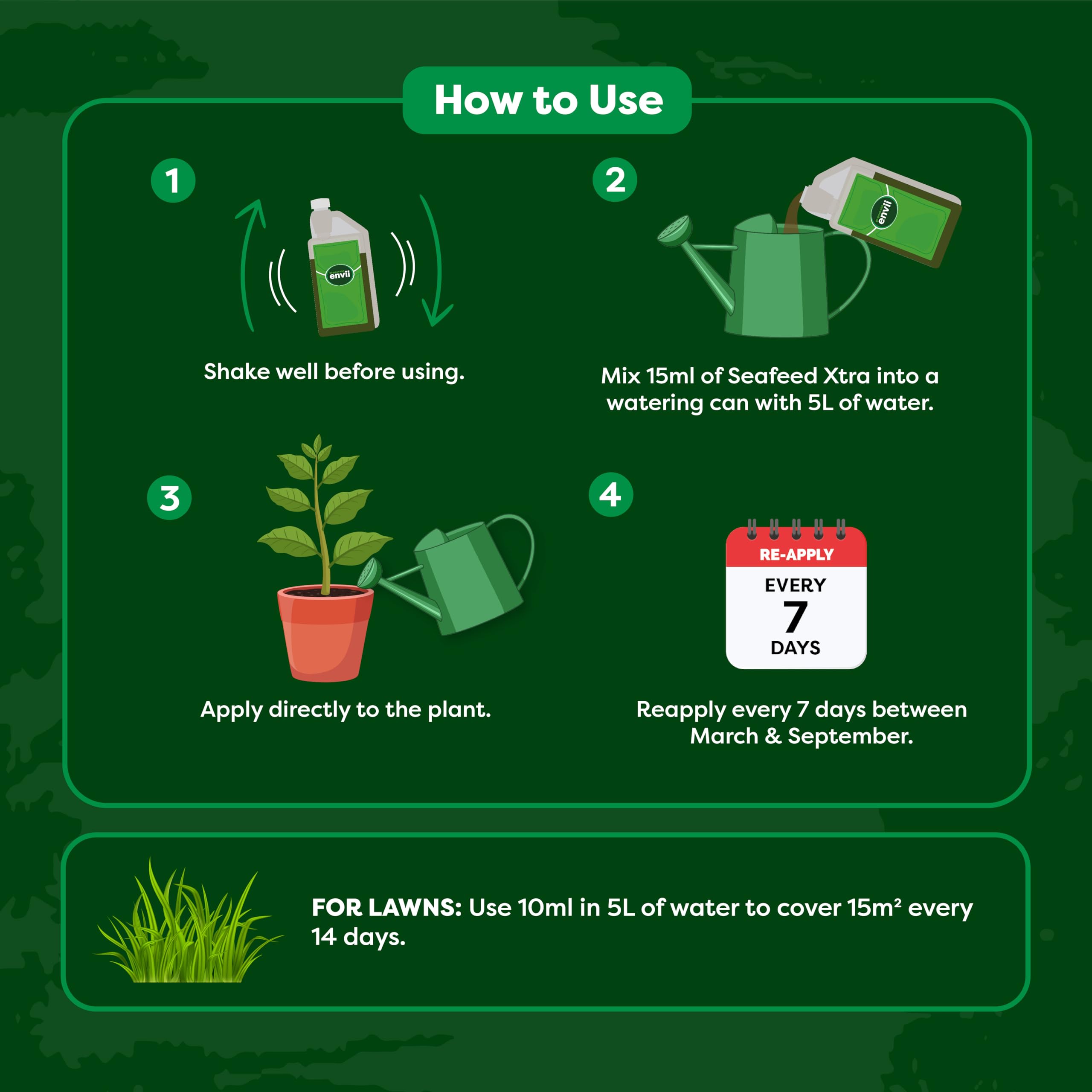 envii SeaFeed Xtra ? Organic Liquid Seaweed Fertiliser, Outdoor Plant Food Ideal for all Plants, Lawns, Gardens and House Plants, Rich in Additional