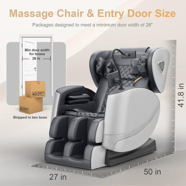 2025 Upgrade Massage Chair, Full Body Massage Chair with 10 Fix Points, Heating, Foot Massage, Auto Modes, Bluetooth Speaker, Touch Screen Controller, Zero Gravity Home Office
