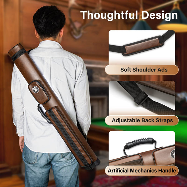Adhafera Pool Cue Case, 2 X 2 Hard Snooker Cue Case, Made of Faux Leather Pool Cue Accessories (Not for 3/4 Cues)