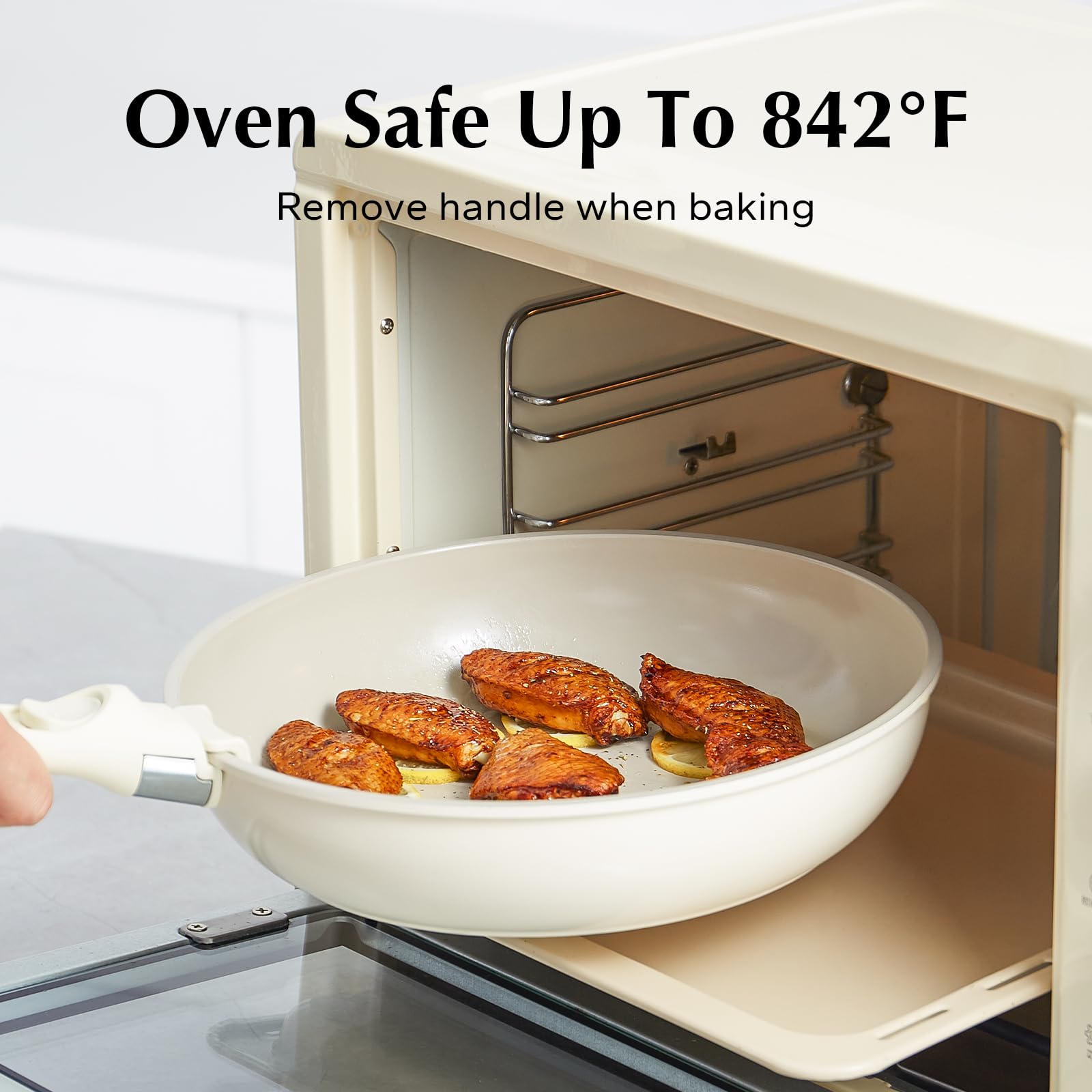 Redchef Ceramic Pots and Pans Set Non Stick, 16 pcs Nonstick Cookware Set with Detachable Handle, Non Toxic, PFAS PFOA & PTFE Free, RV Ceramic Cookware Set for Camping, Oven Safe (Pink)