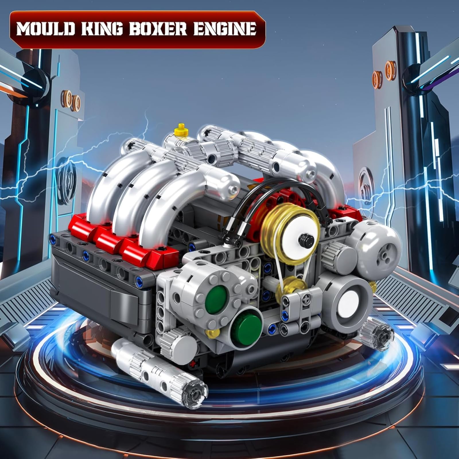 Mould King 10193 Engine Building Blocks Toy Kit, Boxer Engine Clamping Blocks Construction Kit Model, Toy Gift Collectibles for Adults Boys Girls(609 Pieces)