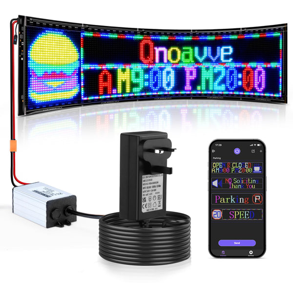 Qnoavve Bluetooth App Control LED Sign, 14.6"x3.6" Devil Eyes Car Lights, Flexible USB 5V LED Car Sign, Programmable Customizable Display Panel, Scrolling Message Board for Store Bar Hotel Party